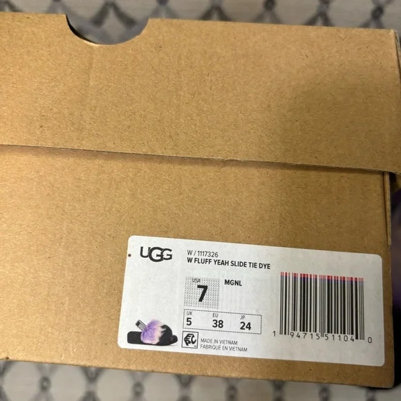 UGG Women Fluff Yeah Multicolor Tie Dye Fur Slides - Picture 6 of 8